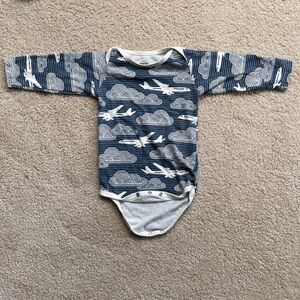 Winter Water Factory 6M 100%organic cotton Navy White Airplane Cloud Kids Onesie